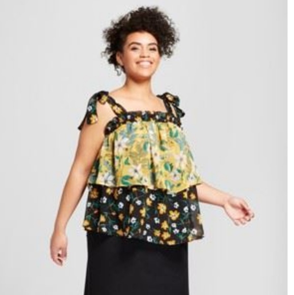 Women's Floral Print Flowy Tiered Tank Top - Picture 2 of 2